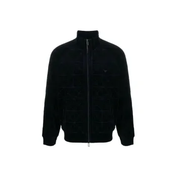 EMPORIO ARMANI Allover Chenille Pattern Zip-Up Sweatshit