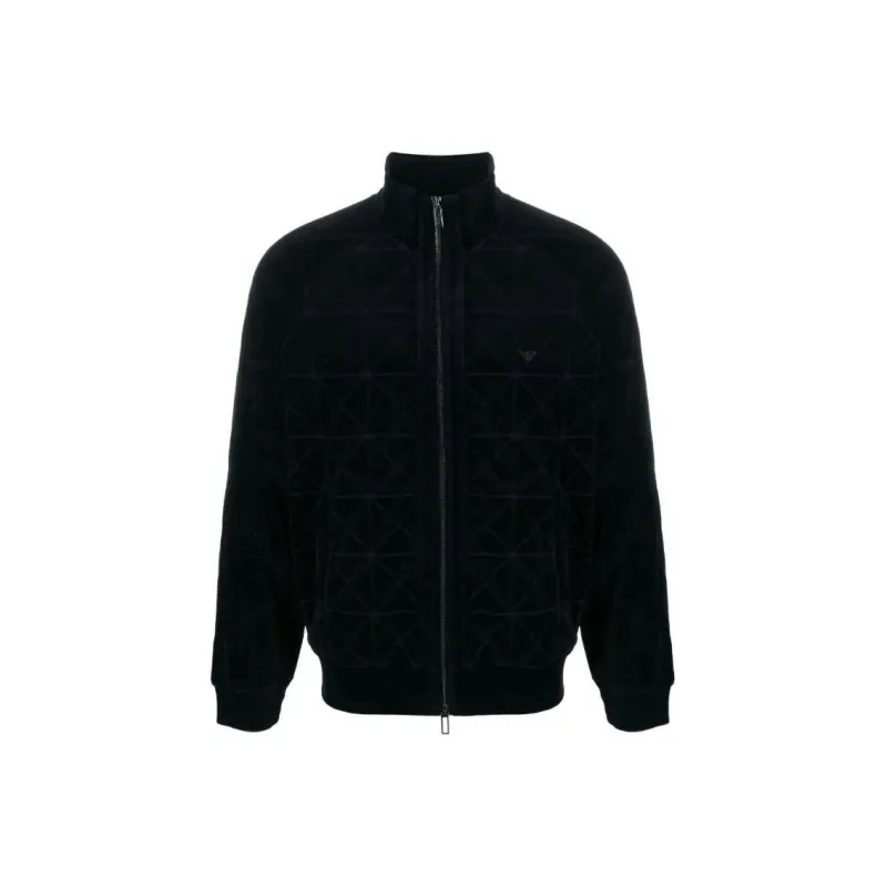 EMPORIO ARMANI Allover Chenille Pattern Zip-Up Sweatshit-0