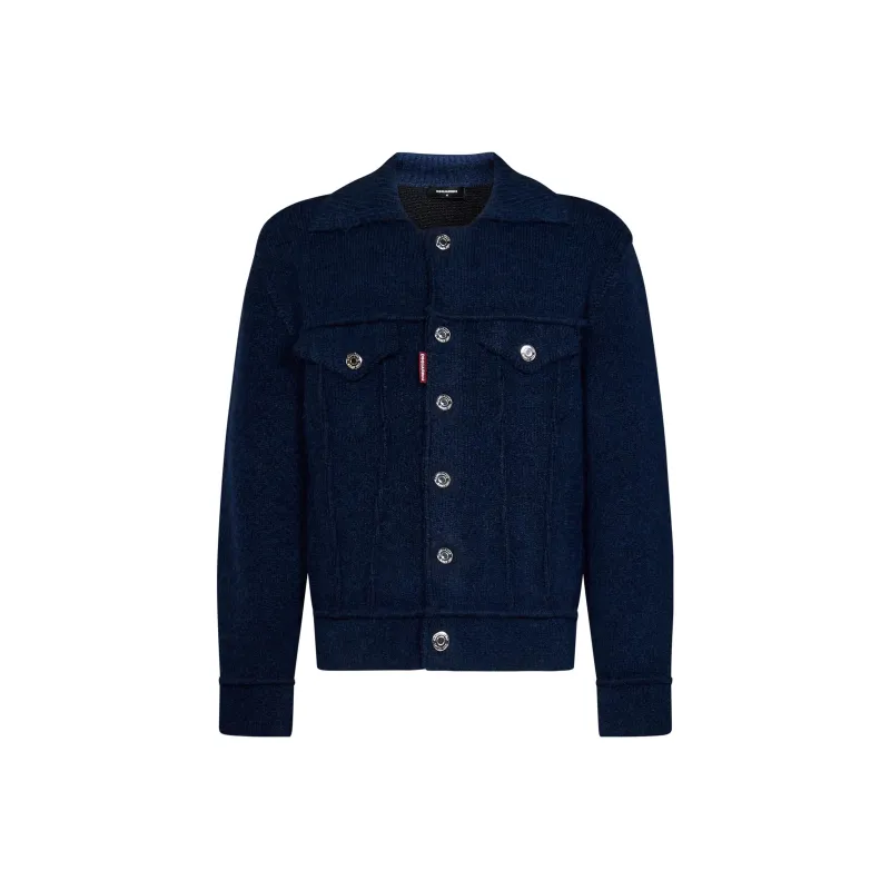 DSQUARED 2 Ribbed Knit Buttoned Jacket-0