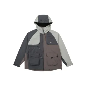 SET FUNS Spring And Fall Season Outdoor Style Jacket Brand Logo Unisex Brown Gray