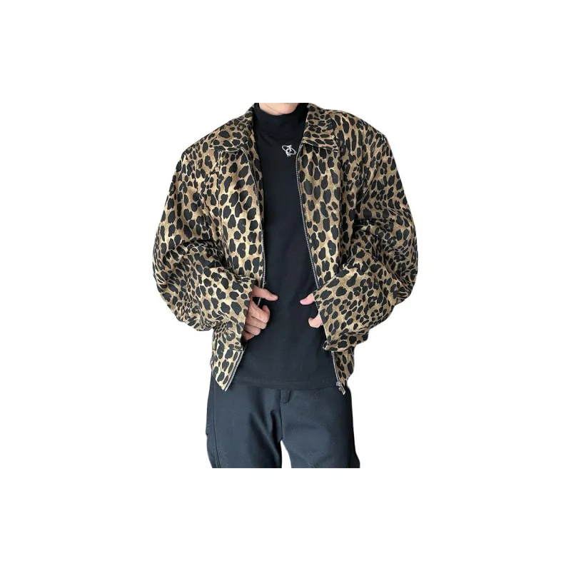 RVANGUARD Denim Jacket Unisex Leopard Print-0