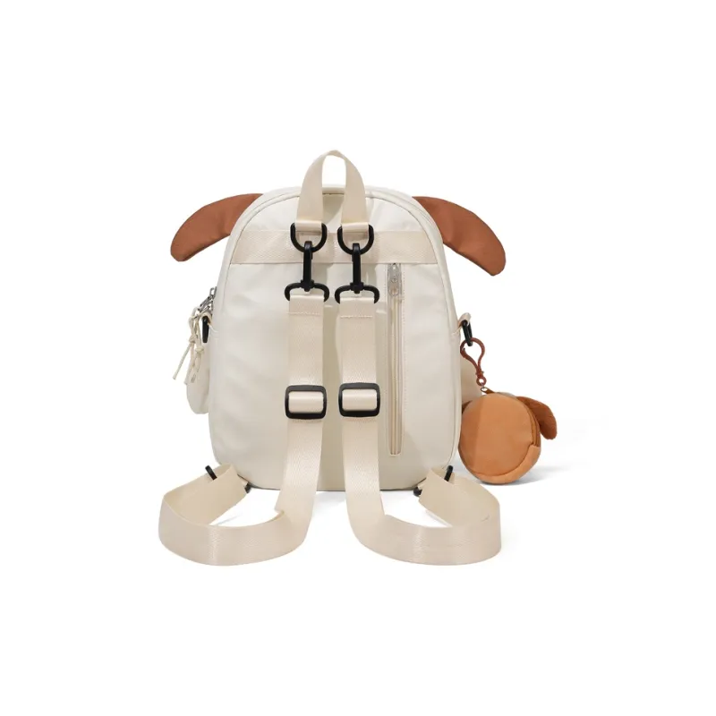 CinvaiKrose Fabric Canvas Backpack Travel Small Backpack Women's Ecru-3