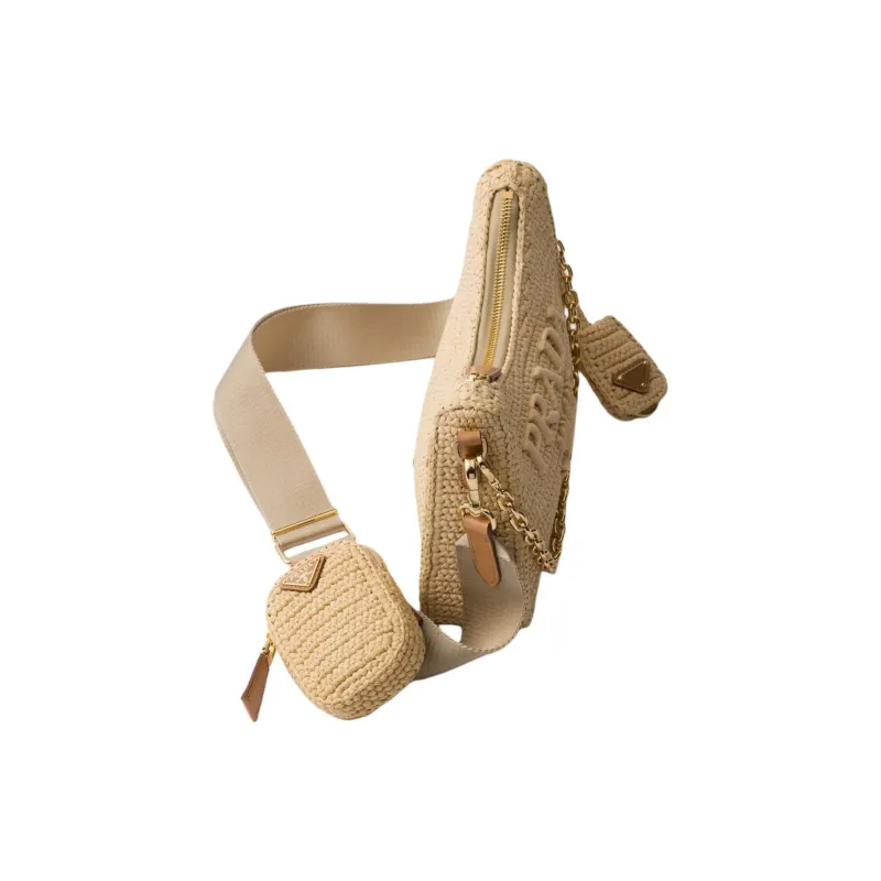 PRADA Re Edition Raffia Shoulder Bag Women's Natural-2