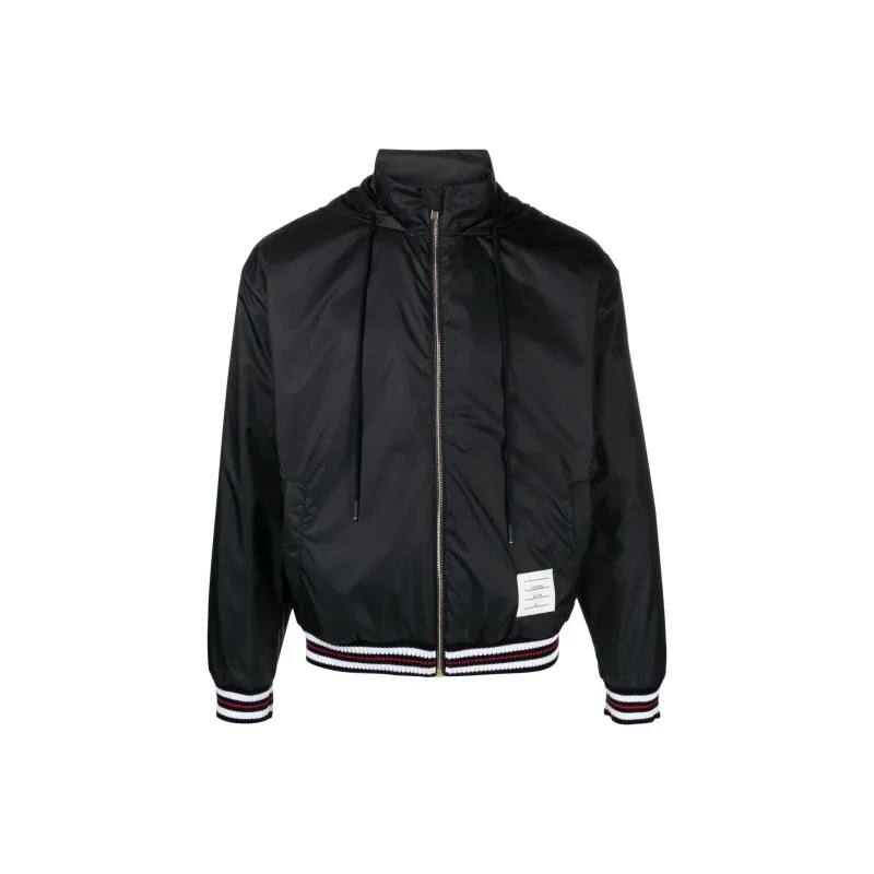 THOM BROWNE Logo Patch Zip Up Jacket-0