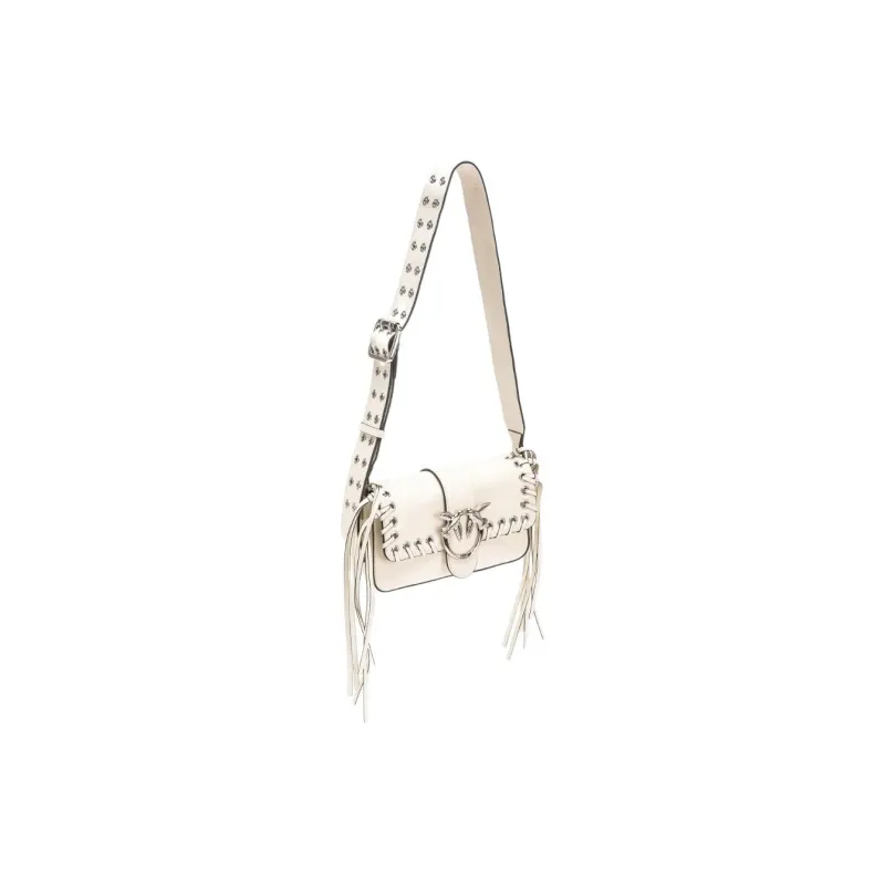 PINKO Cow Leather Shoulder Bag Trumpets Women's White-1