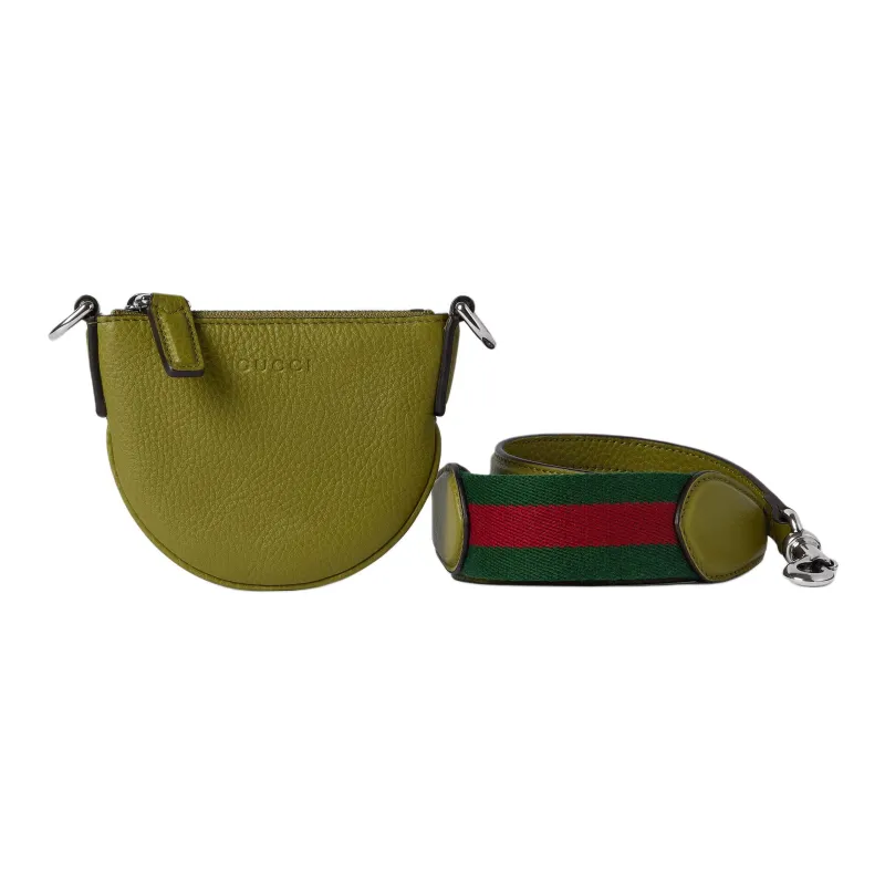 GUCCI Grain Leather Crossbody Bag, Shoulder Bag Extra Mini Men's Olive Green-2