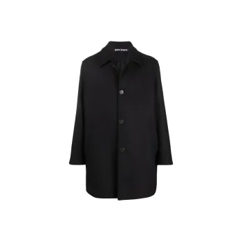 PALM ANGELS Logo Printed Single Breasted Coat