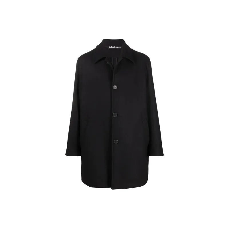 PALM ANGELS Logo Printed Single Breasted Coat-0