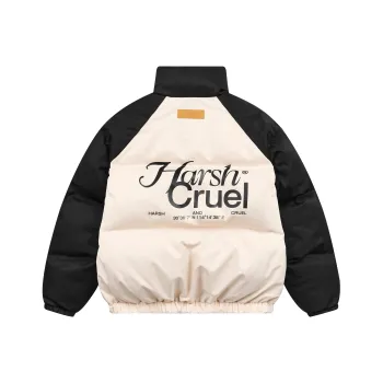 HARSH AND CRUEL FW22 Letter Stand Collar Loose Fit Thickened Puffer Jacket Unisex