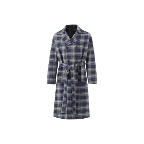 LA'T.WEEKEND Coats Unisex Blue Plaid