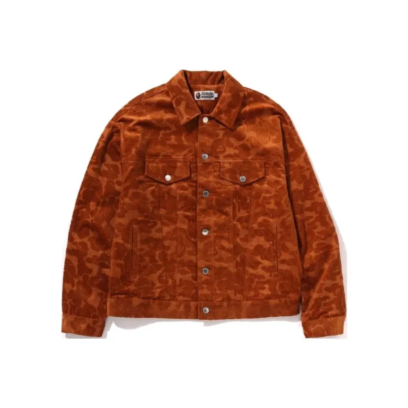 A BATHING APE Solid Camo Corduroy Trucker Jacket-0