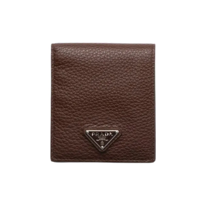 PRADA Vitello Dino Cow Leather Wallet Men's Brown-0
