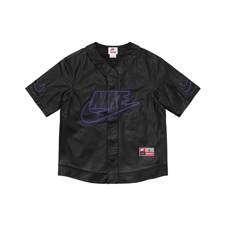 Supreme Nike Leather Baseball Jersey-0