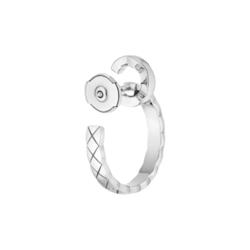 CHANEL 18K Gold, Diamond Earrings Unisex Silver-2