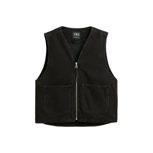 ZARA Vests Men Dark Brown