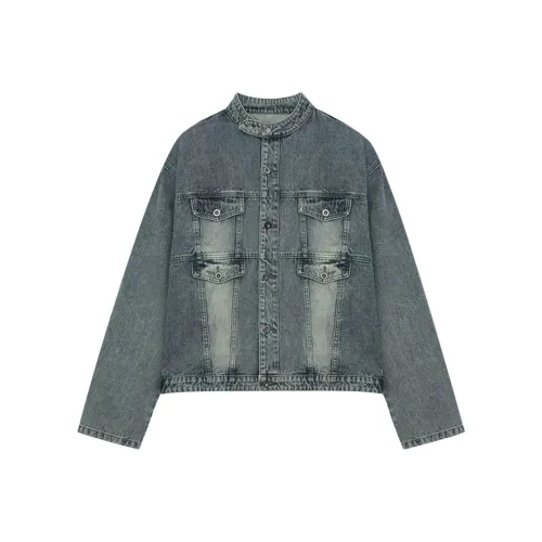 Icicofficial Denim Jacket Womens Leopard Print Denim Outfit Blue