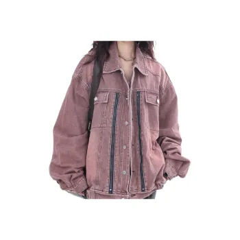 MGXEK Denim Jackets Unisex Pink