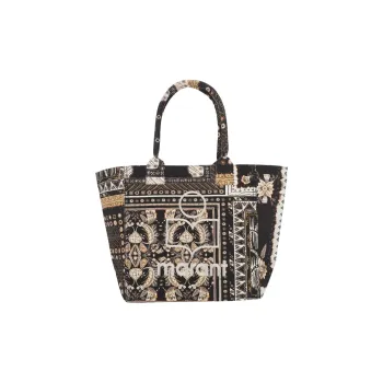 ISABEL MARANT Cotton Tote Bag, Shopping Bag, Handbag Small Size Women's Brown & Black