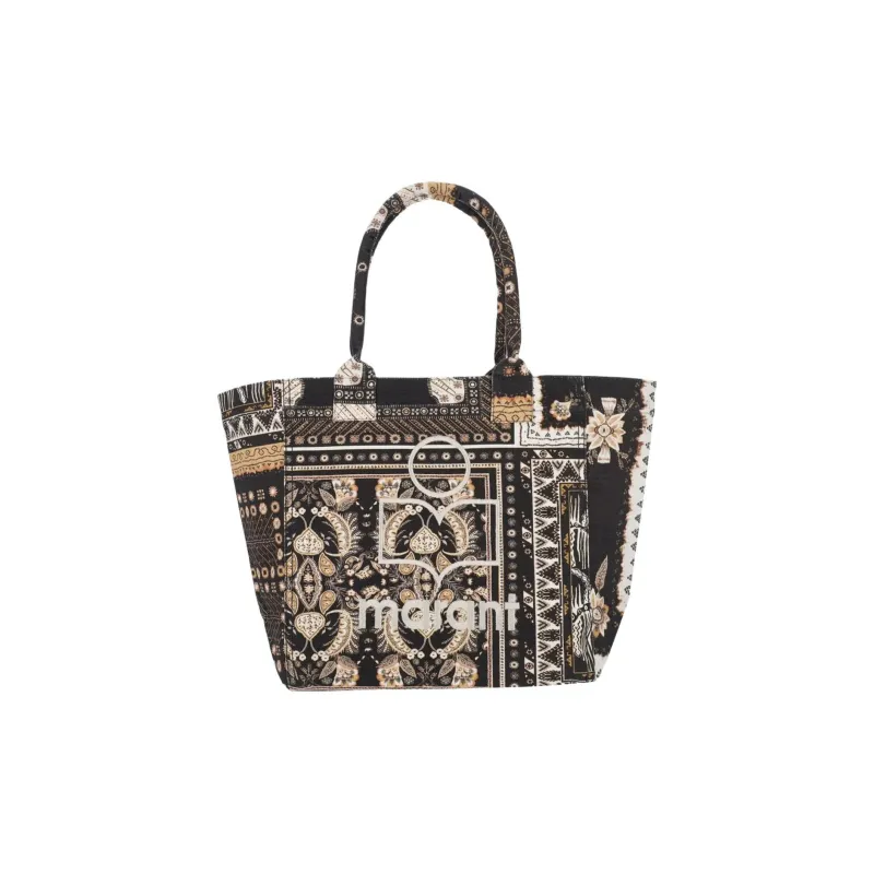 ISABEL MARANT Cotton Tote Bag, Shopping Bag, Handbag Trumpets Women's Brown & Black-0