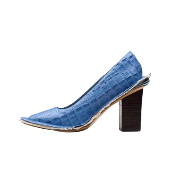 Clarks Martine Rose Block Heel High Heels 8.5cm Women's Blue