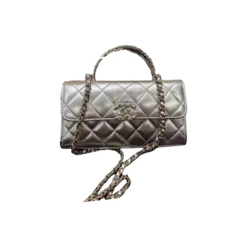 CHANEL Calfskin Shoulder Bag, Crossbody Bag, Handbag Women's Silver