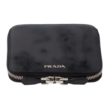 PRADA Calfskin Leather Storage Bag Unisex Black