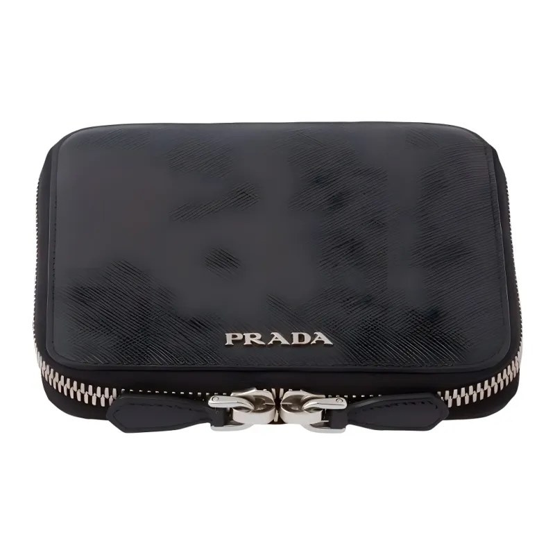 PRADA Calfskin Leather Storage Bag Unisex Black-0