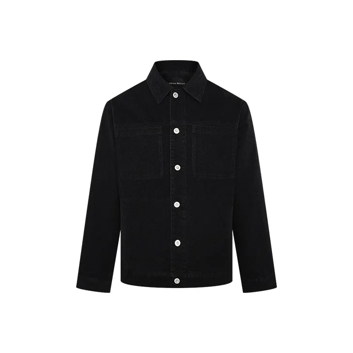 URBAN REVIVO Denim Jacket Men's Black Stripes-0