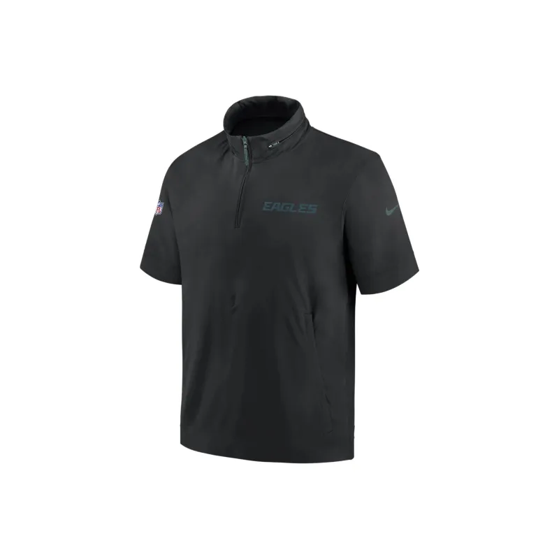 Nike Philadelphia Eagles Sideline Coach Men's Nike Nfl 1/2 Zip Short Sleeve Hooded Jacket-0