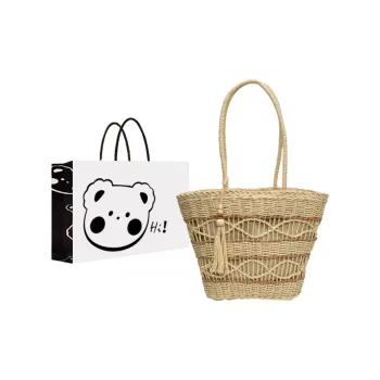 NX DOUGHNUT Straw Woven Shoulder Bag Women's Multicolor