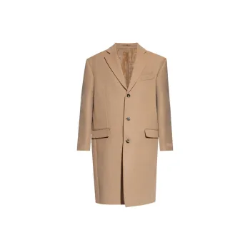 VERSACE Logo Patch Buttoned Long Coat