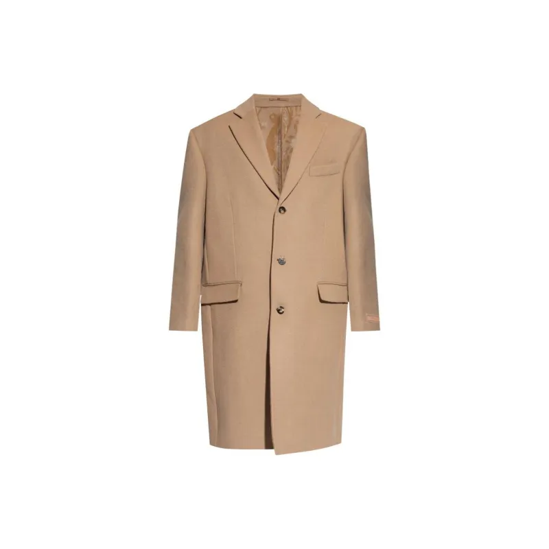VERSACE Logo Patch Buttoned Long Coat-0