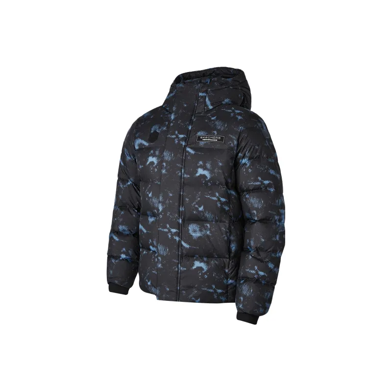 Skechers Sports Collection Down Jacket Men's Black Blue All Over Print-0