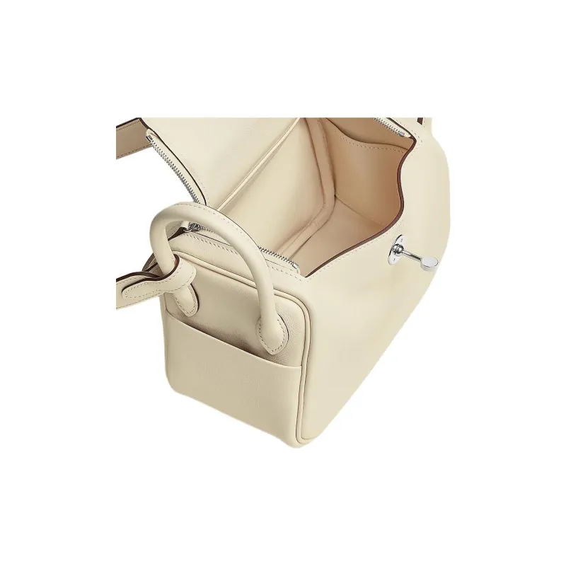 HERMES Lindy Clemence Bullock Leather One Shoulder Handbag Mini Women's I2 Nata Cream White-3