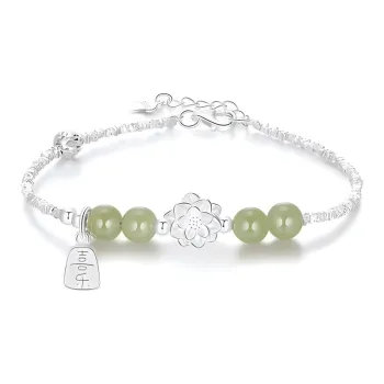 Celebrate The Great Blessing Hetian Jade Bracelets White Jade/Pale Greenish White Jade Women's