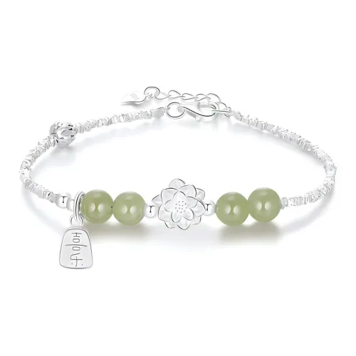 Celebrate The Great Blessing Hetian Jade Bracelets White Jade/Pale Greenish White Jade Women's