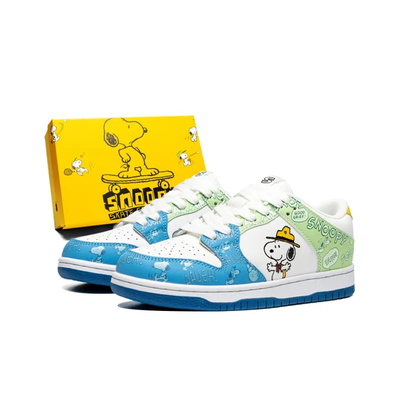 SNOOPY S.Dunk Skateboard Shoes Women's Low Top Blue Green-0