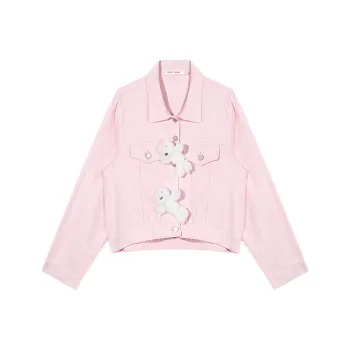 NOISY TEDDY Denim Jacket Unisex Light Pink