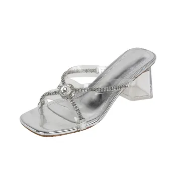 MCKP Rubber Sole Slide Slippers Women's Silver