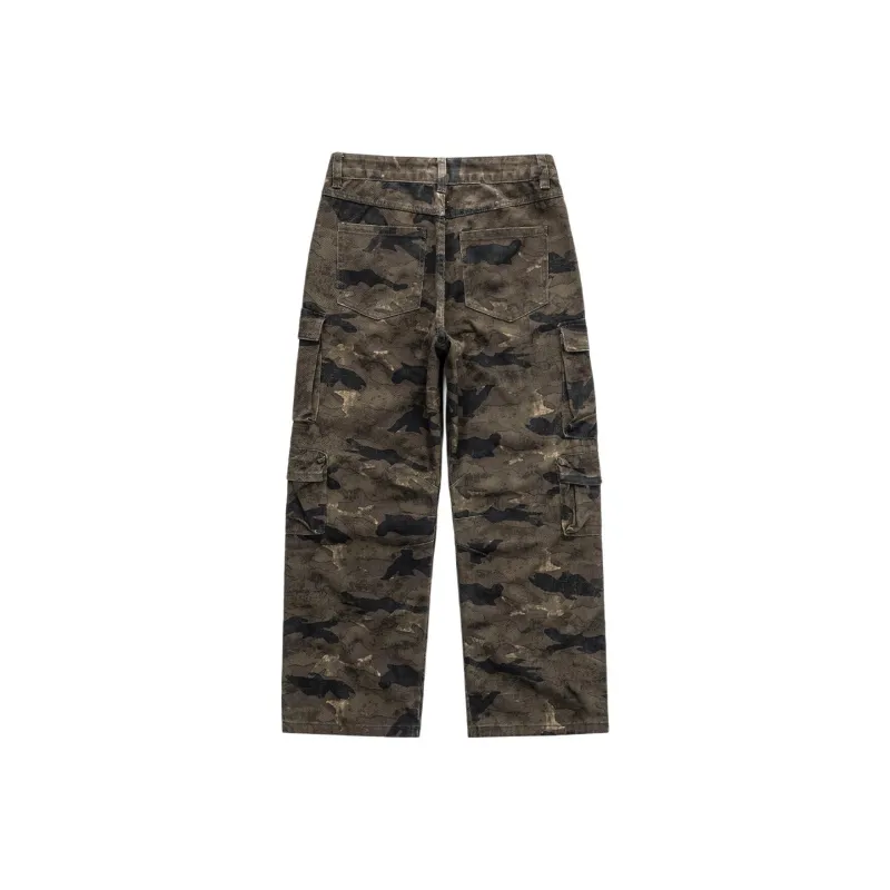 【dme】 Cargo Pants Unisex Camouflage Army Green-1