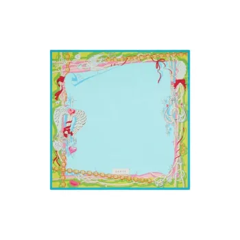 GUCCI Mulberry Silk Scarves Women's Blue