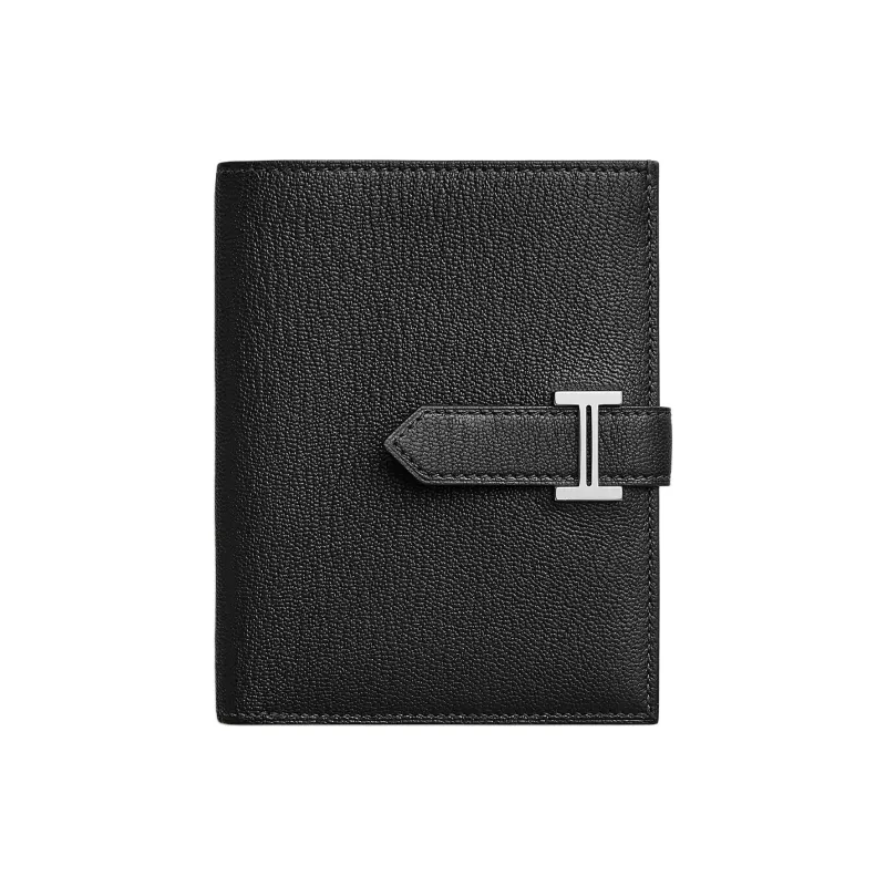 HERMES Bearn Chevre Mysore Goatskin Wallet Women's 89 Noir Black-0
