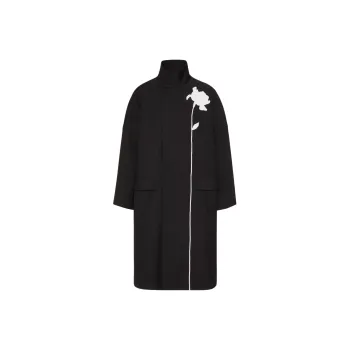 Valentino Silk Shantung High-Neck Caban Coats Men's Black