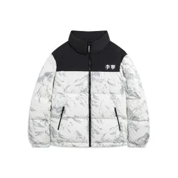 LiNing Fondue Down Series Down Jacket Unisex White Gray Snow Mountain
