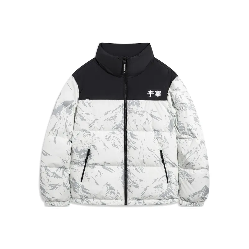 LiNing Fondue Down Series Down Jacket Unisex White Gray Snow Mountain-0