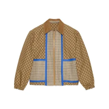 GUCCI Reversible Checked Cotton Jacket Jackets & Coats Men's Brown