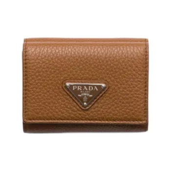 PRADA Vitello Dino Cow Leather Wallet Women's Brown