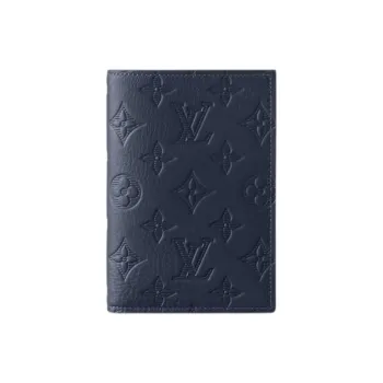 LOUIS VUITTON Embossed Calfskin Passport Holder Men's Marine Blue