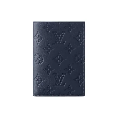LOUIS VUITTON Embossed Calfskin Passport Holder Men's Marine Blue