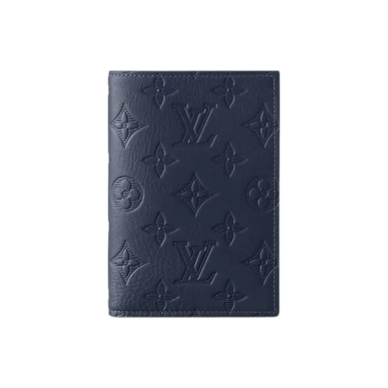 LOUIS VUITTON Embossed Calfskin Passport Holder Men's Marine Blue-0